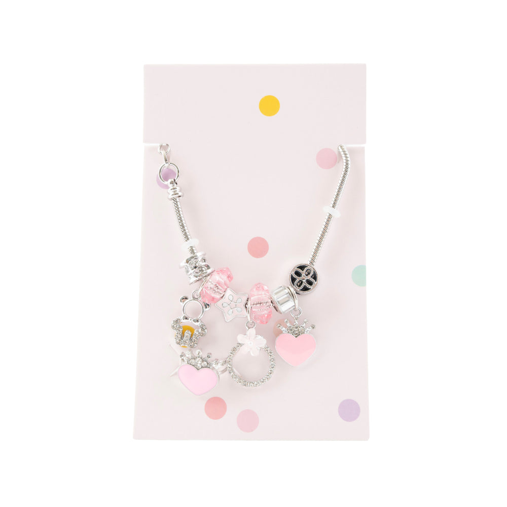 Sunnie Series Charm Bracelet & Ring Set - CROWN HEART SILVER